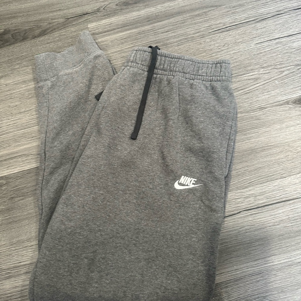 Nike Men's Charcoal Gray Sweatpants with White Swoosh
